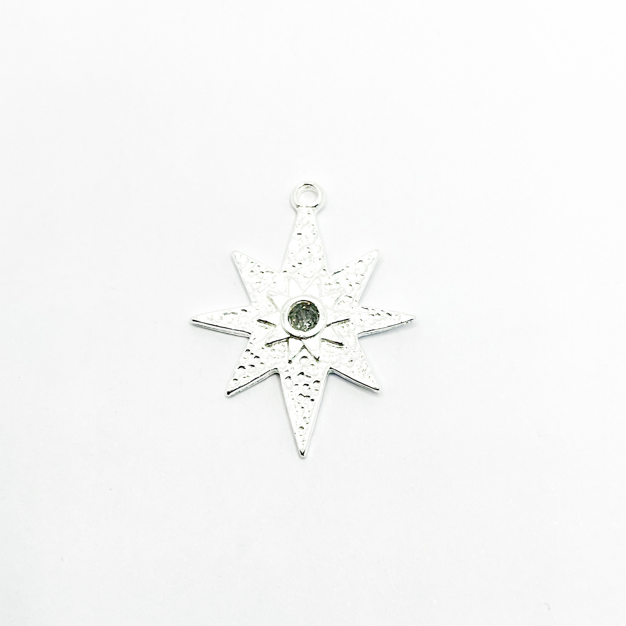 Colgante Plateado Estrella Circón 29mm(1uni)