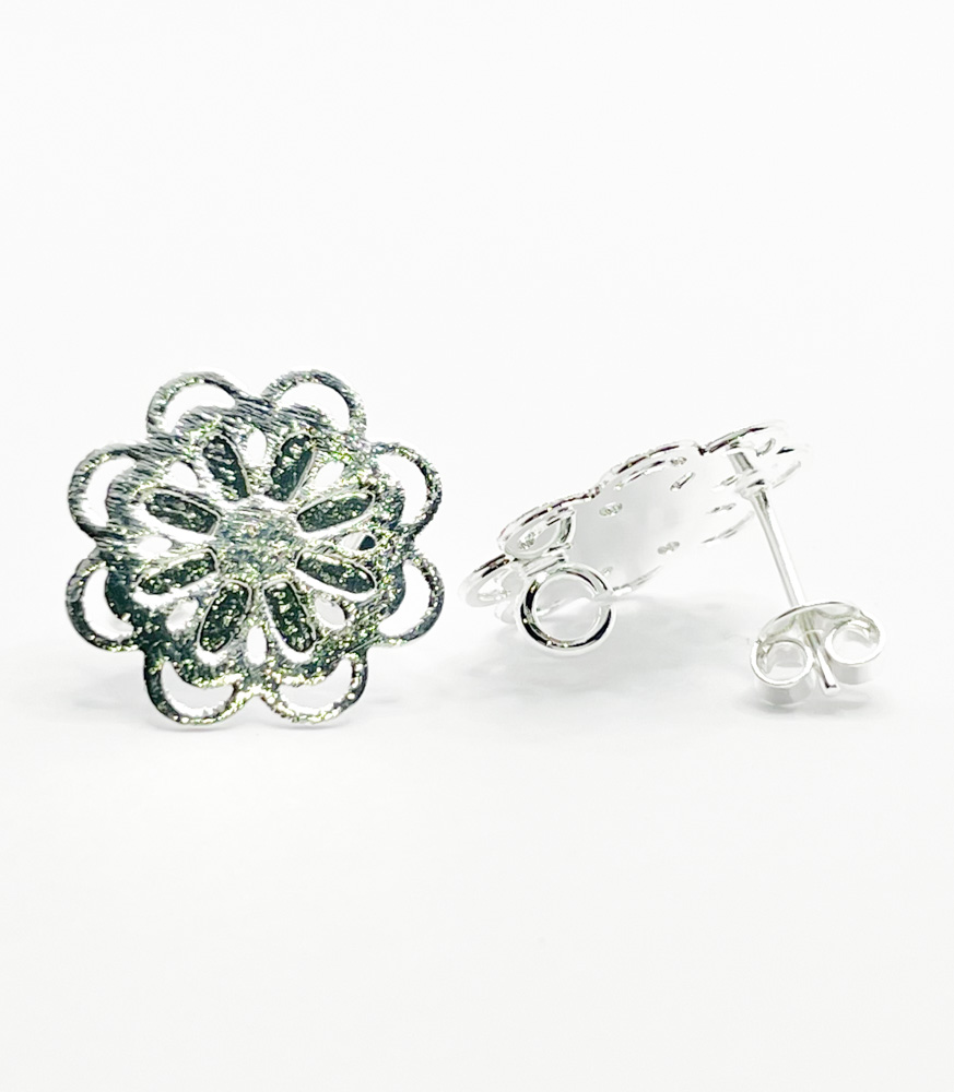Base Plateada Floral (1Par)